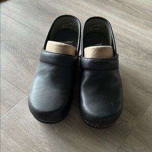 Black Leather Clogs